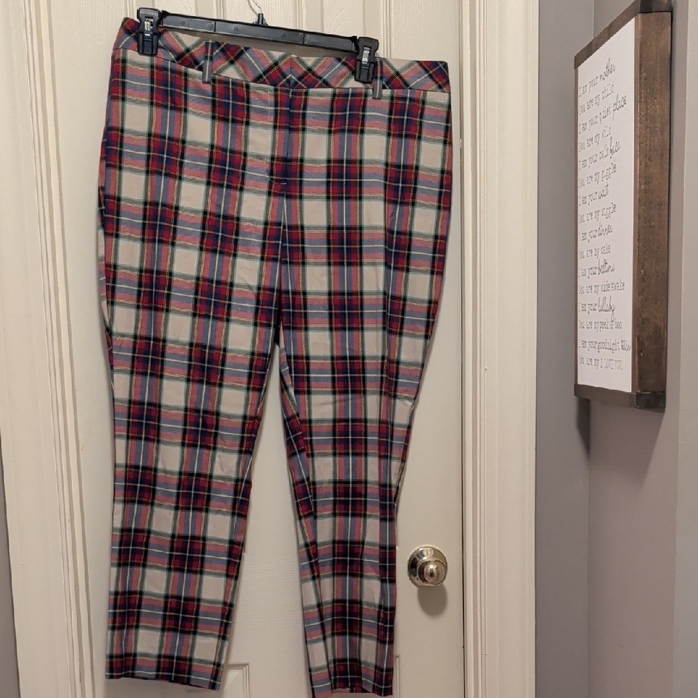 Lands' End Multicolor Plaid Slim Leg Pants-18